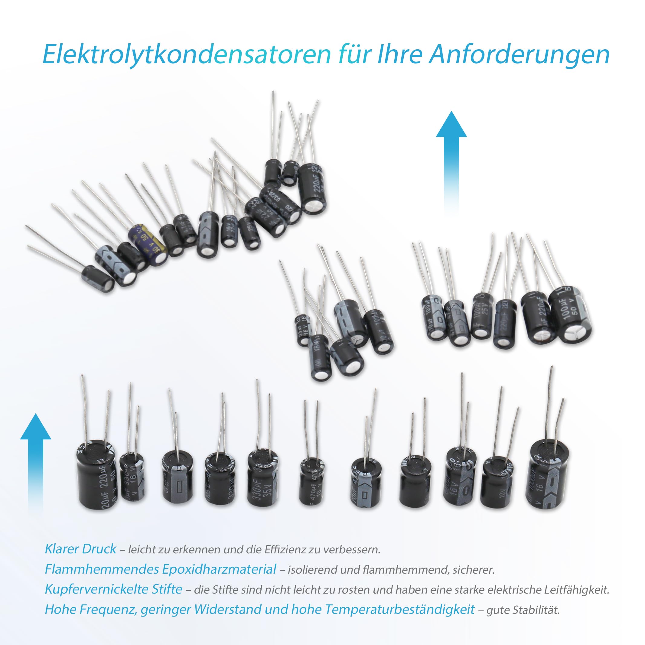36 Worth 1000 pièces Ensemble de Condensateurs électrolytiques, Banque de Condensateurs en Aluminium, y Compris le Numéro de Modèle 0,1 uF - 1000 uF, 10 V, 16 V, 25 V, 35 V, 50 V