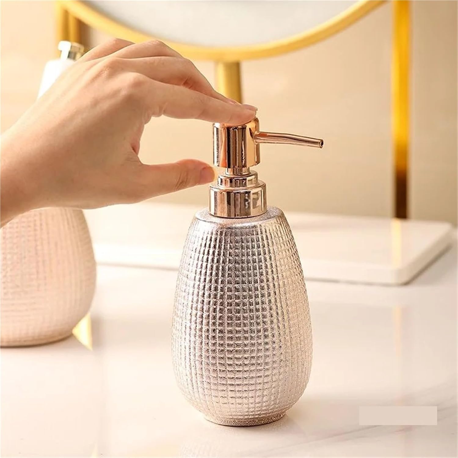 Rose Gold Ceramic wash Bathroom Accessories Set Hotel Soap Dish Lotion Bottle Mouth Cup Toothbrush Holder(Toothbrush Holder)