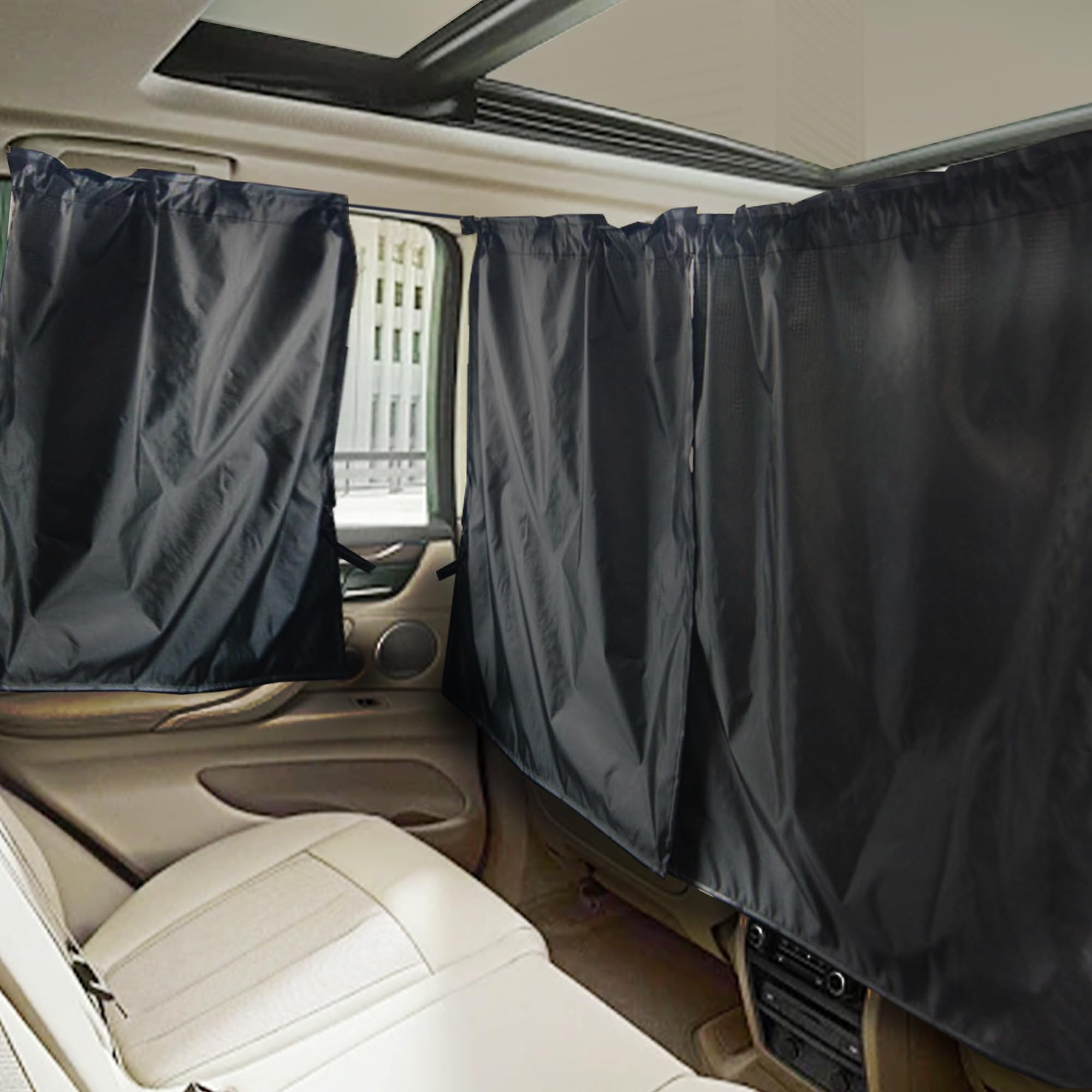 3 Pack Car Divider Curtains Sun Shade Side Window Covers, Black Detachable Car Seat Partition Curtains Protect Privacy for SUV and General Vehicles