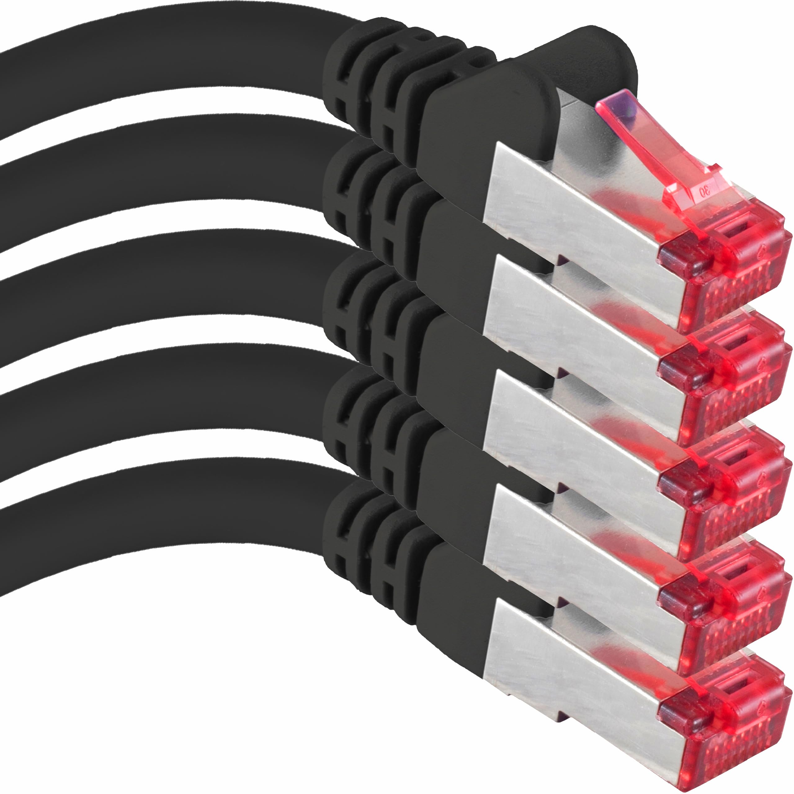 1aTTack.de Cat6 network cable 5x 0.25m CAT6 - shielding SFTP - CAT.6 RJ45 patch cable Ethernet cable DSL LAN router switch modem patch panel - black - 5 pieces