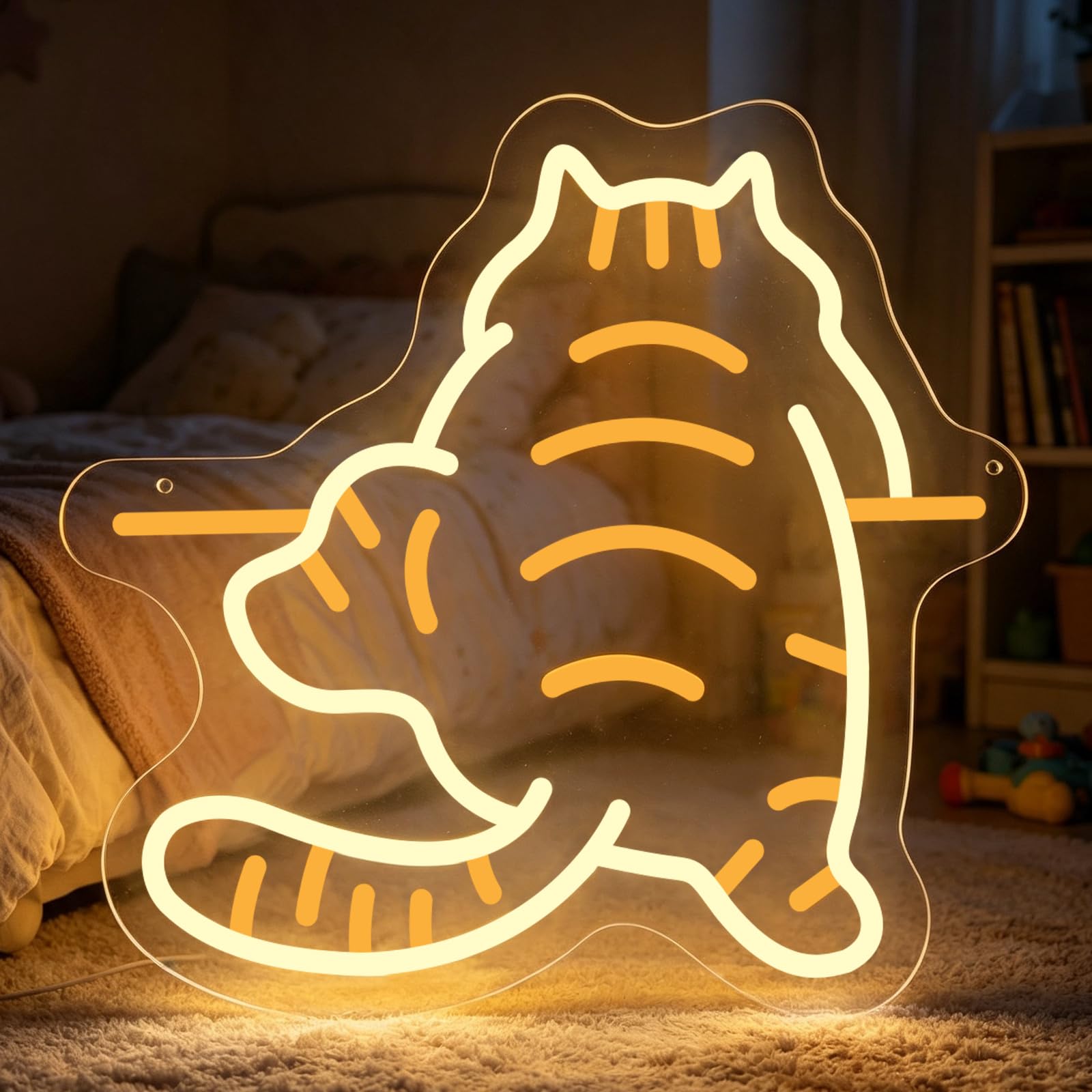 Cat Neon Light Sign Lying Cat LED Neon Lights Sign for Wall Decor Light Up Signs USB Powered for Bedroom Pet Shop Cats Cafés Living Rooms Animal Lovers Gift