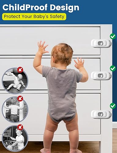 Miniatura 3 de Cerraduras de refrigerador para gabinete, a prueba de bebés, paquete de 6 cerraduras para refrigerador a prueba de niños, cerraduras de seguridad