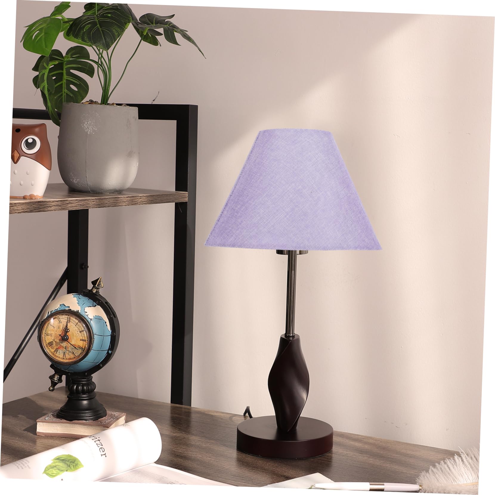 BESTonZON Pantalla y E27 de Lino Pequeña de Lámpara Compatible E14 Material de Tela y Metal para Lámpara de Escritorio y Pared Adecuado para Estudio y Hogar