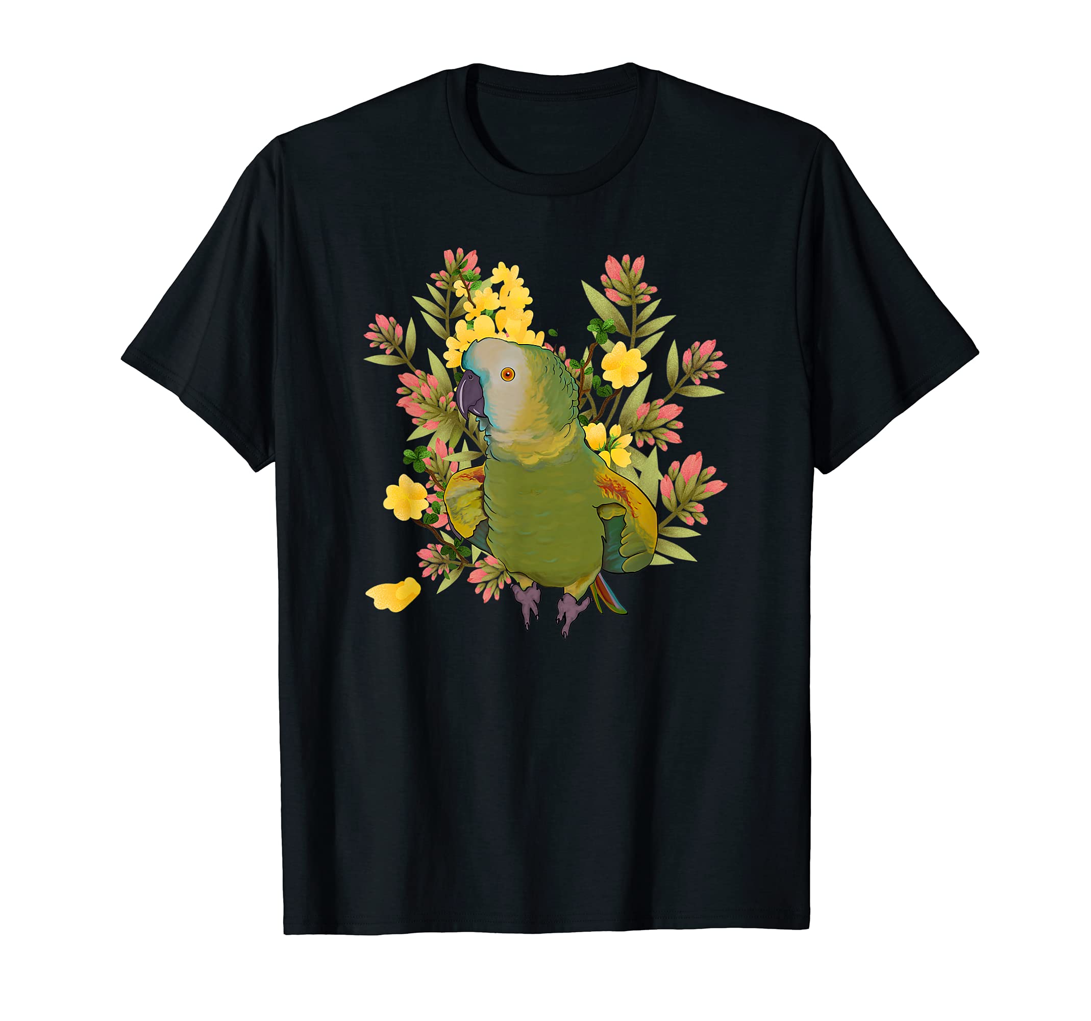 Colorful Floral Playful Blue Fronted Amazon Parrot Lovers T-Shirt
