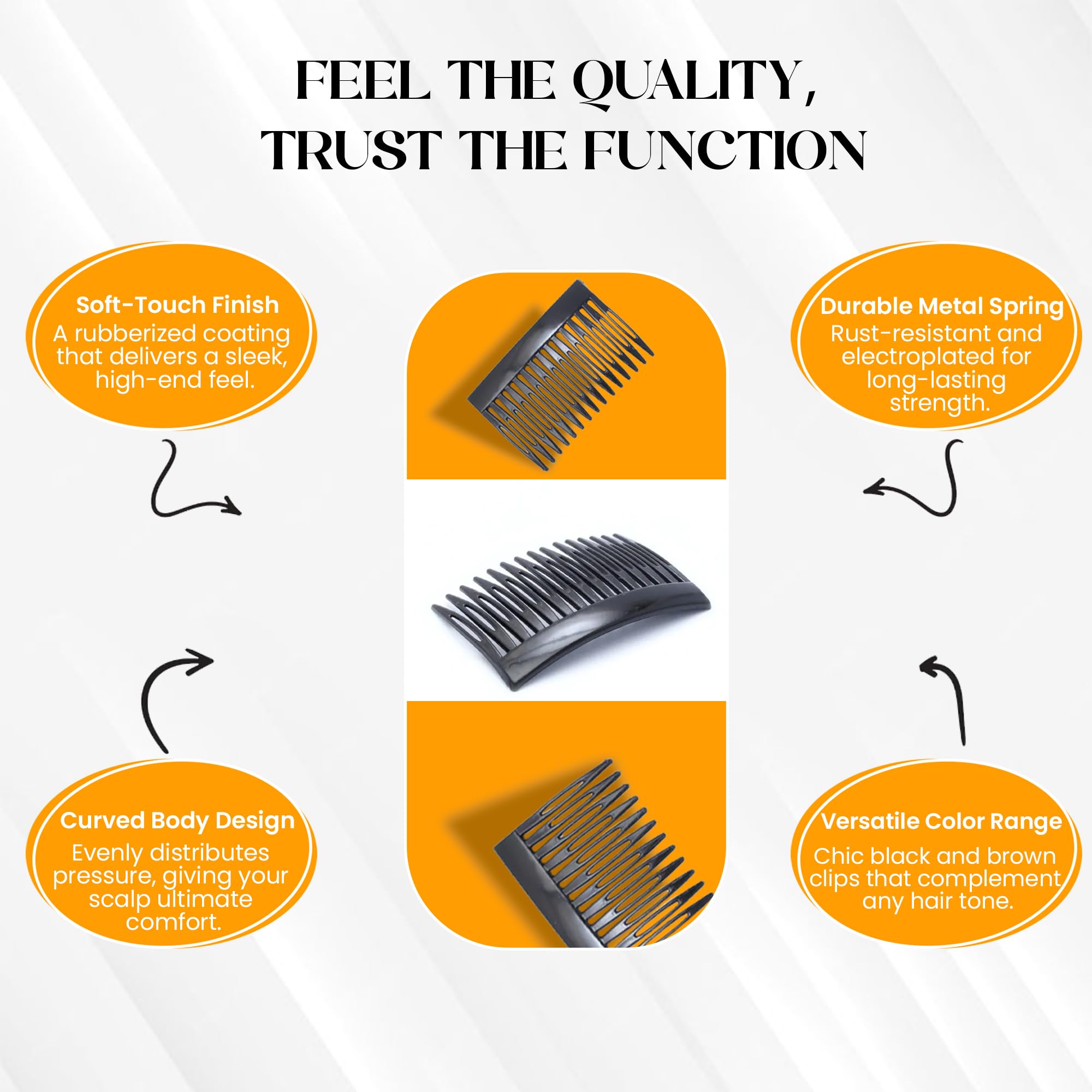 HiFEN® Set of 8 Black Plain Hair Combs, 7cm (2.8”) Hair Combs Slides for Women Black Colour Hair Accessory for Girls (2 Pack of 4) - Image 4