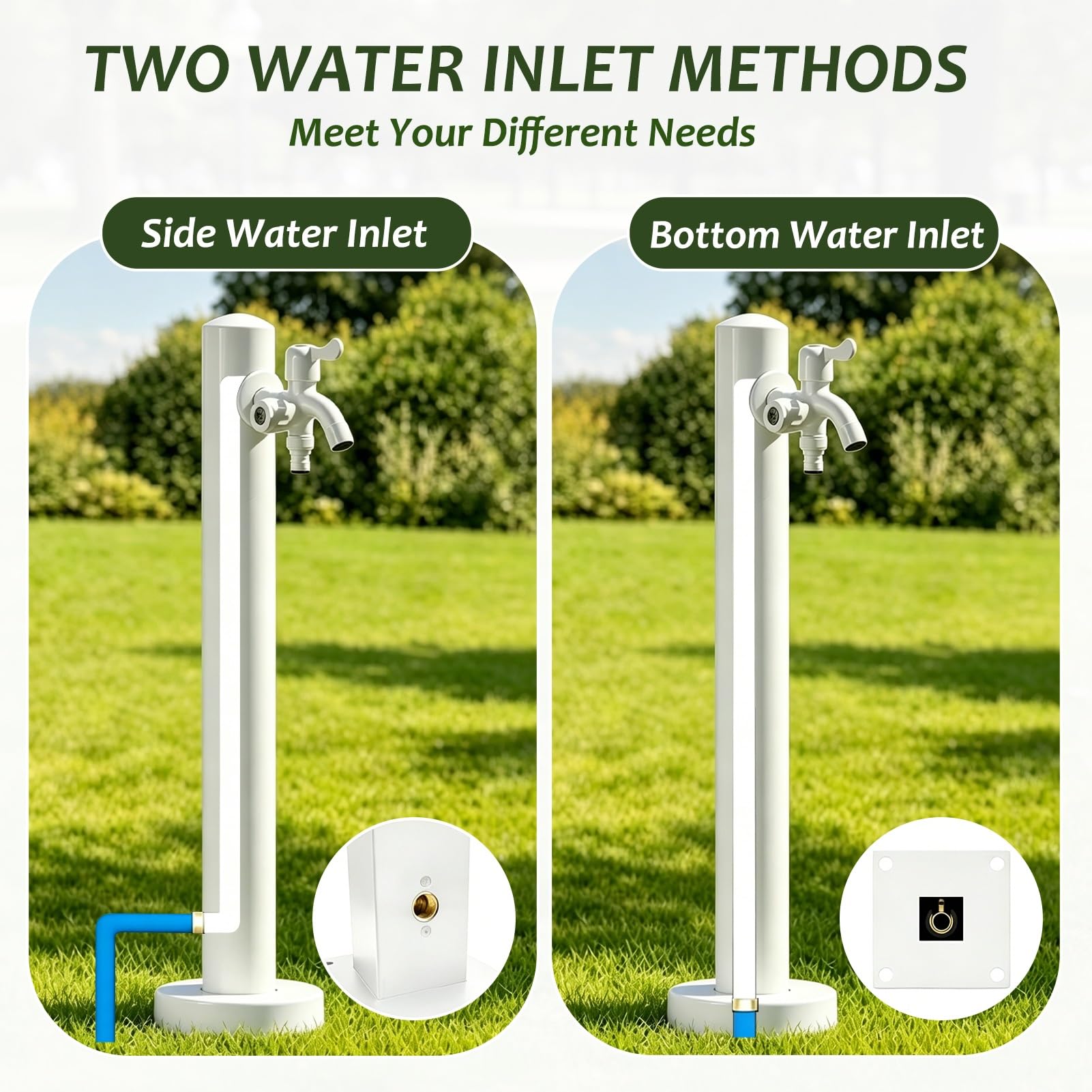 Rubinetto per acqua da esterno a colonna indipendente, idrante per rubinetto da giardino in acciaio inossidabile 304, distributore d'acqua per irrigazione dell'orto agricolo(C,Height: 60cm/23.6in)