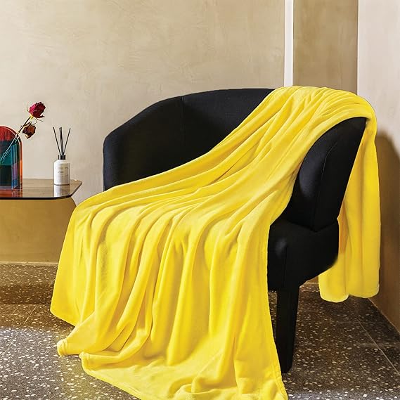 JIAHANNHA Yellow Fleece Throw Blanket 50"x60" for Adults