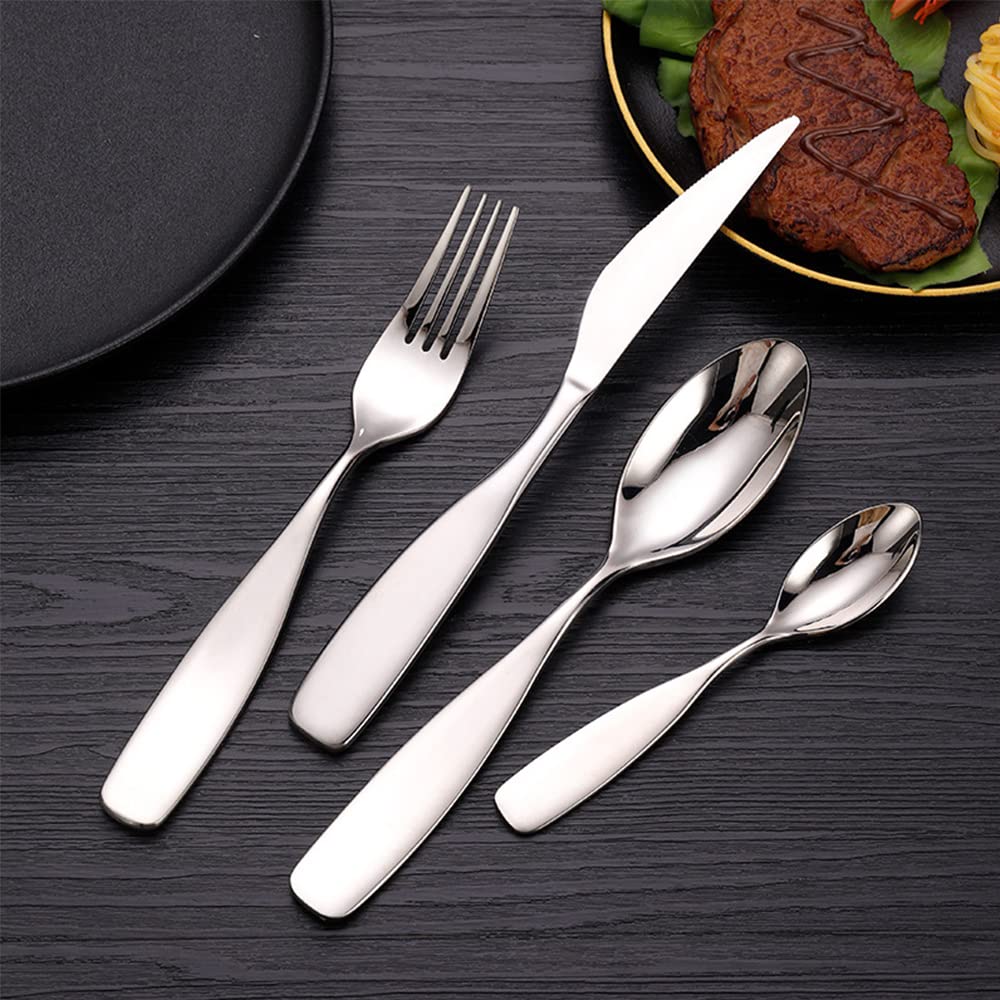 Dinner Silverware Set Flatware Mirror Polished Cutlery Utensil Set Decorative Wedding Christmas Halloween Anniversary Valentine Candlelight Dinner Durable Include Fork Knife Spoon Durable Famil (48P