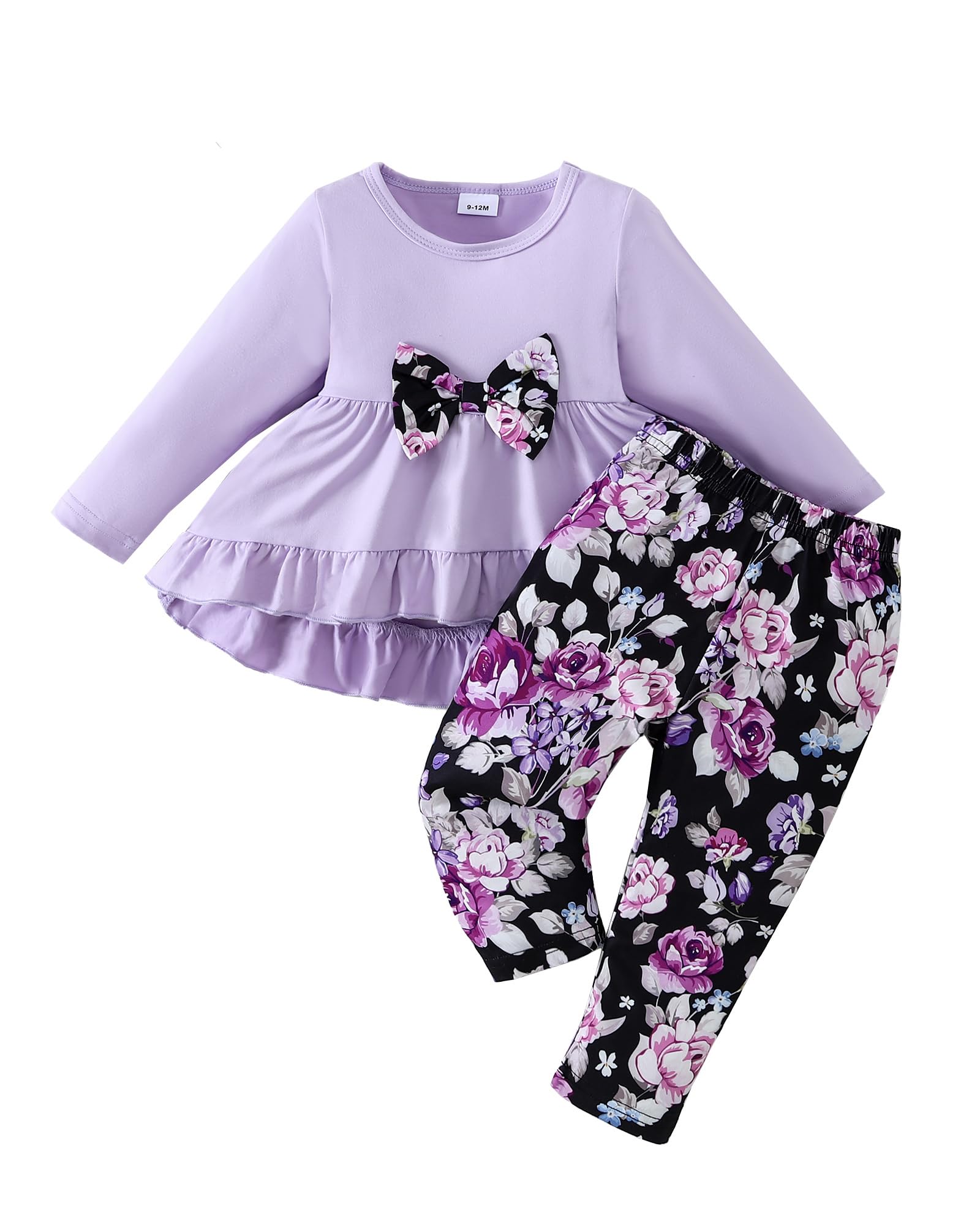 Weebaby Baby Girl Clothes Infant Toddler Girl Clothing Ruffle Shirt High Low Top Floral Allover Pant Little Girls Clothes