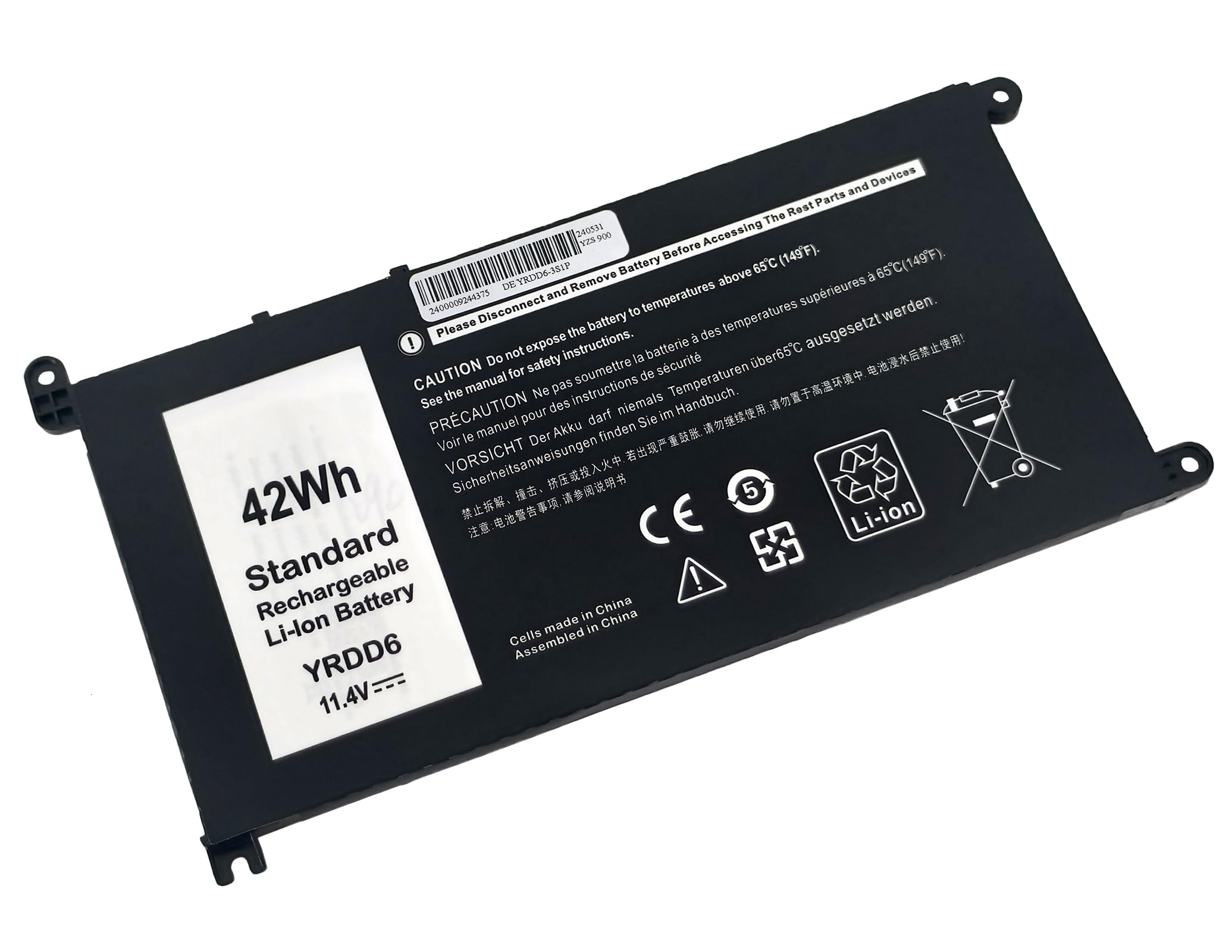 YRDD6 42Wh Batteria per DELL Latitude 3310 2-in-1 Serie, Inspiron 3493 5480 7586, Vostro 3491 3580 3581 3582 3583 3584 3585 3590 5481 5581 5490 5590, VM732 0VM732 01VX1H 1VX1H