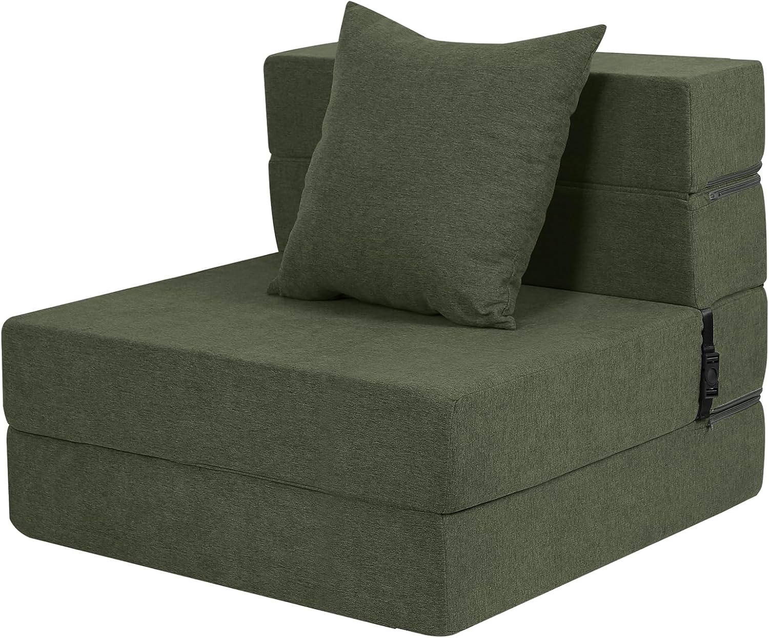 High-Density Memory Foam Folding Sofa Bed with Fluffy Pillow, Single Size, Green Green Single