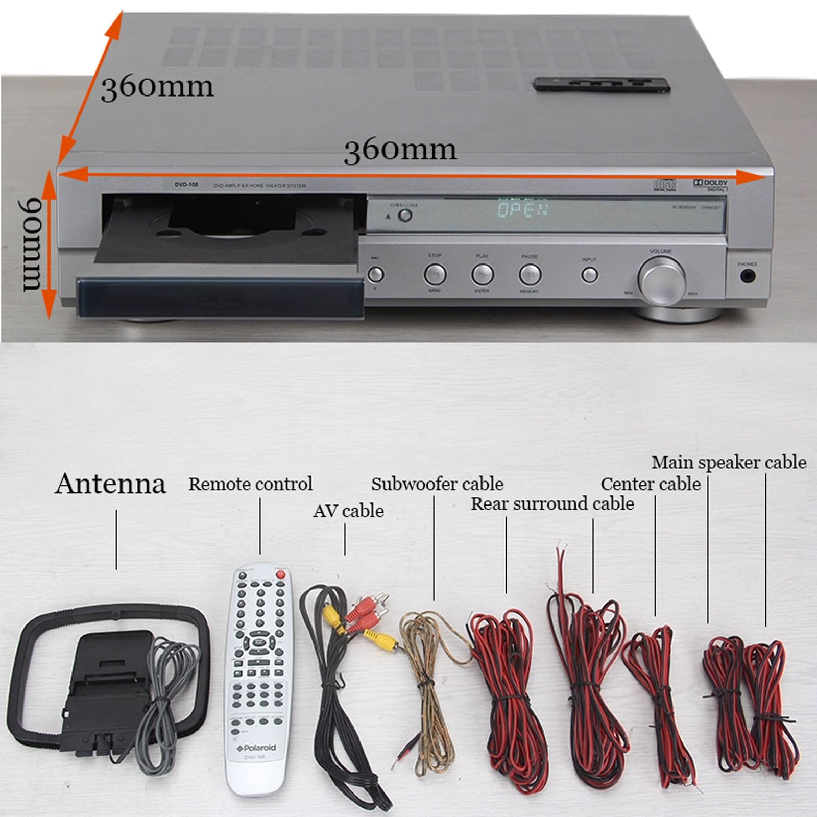 Heimkino-System 5.1 Surround Sound DVD-Player, Kabelloser Bluetooth-Verstärker, Dualband-Radio, Koaxialer Glasfaserausgang, Kopfhörerüberwachung, DVD-, VCD- Und CD-Player