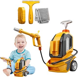 Kids Clean Car Wash Toy, Car Washer with Scraper Sponge Towel,Rag, Toy Car Wash Kids Pressure Washer, Car Wash Toys, Toddler Role-Play Cleaning Toys Spraying and Misting Washer for Boys Girls