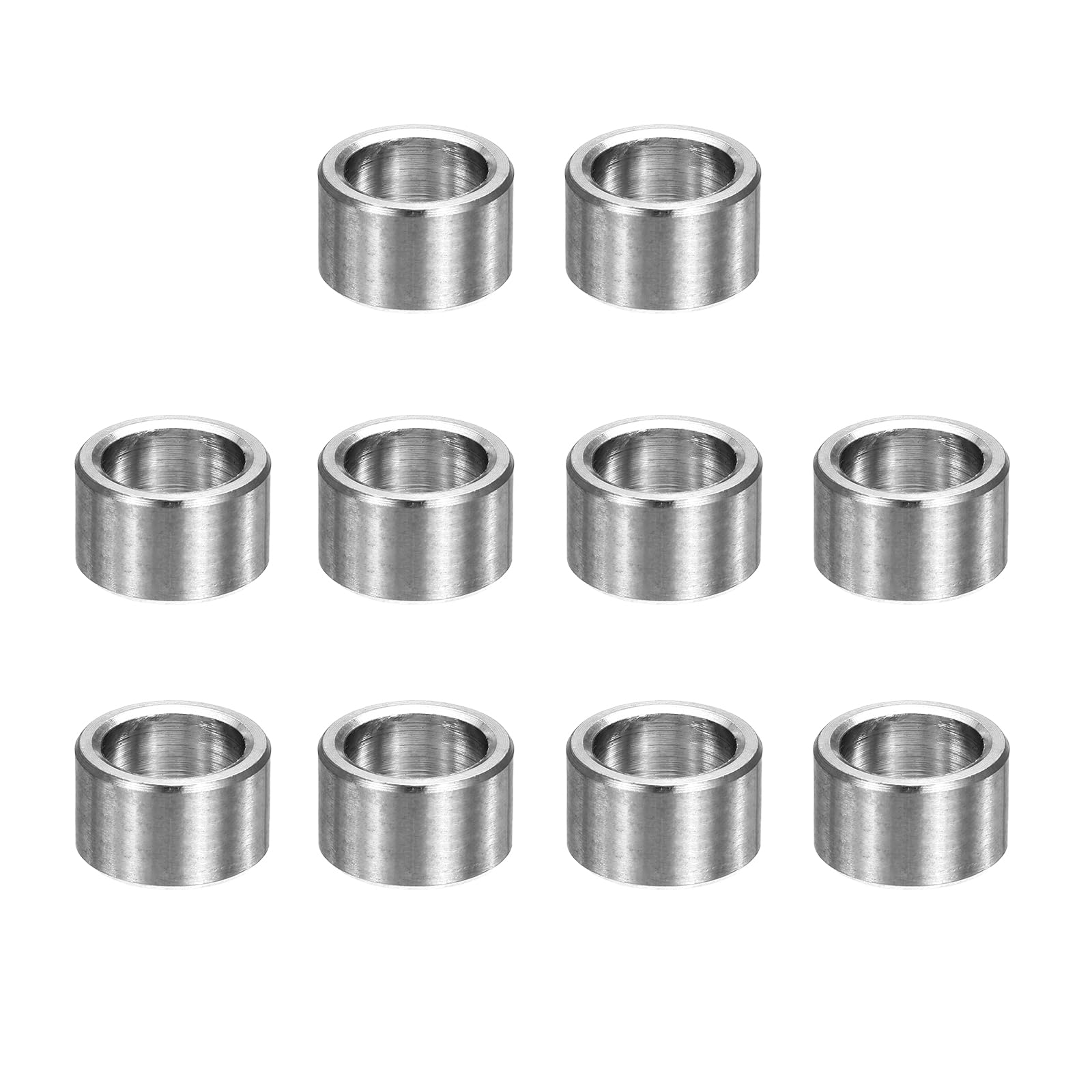 sourcing map 10pcs M10 Metal Spacers, 3/8" Stainless Steel Spacer 10mm IDx14mm ODx8mm Length Round Unthreaded Standoff Bushing Plain Finish for Screw Bolts, Silver