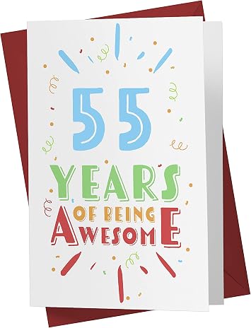 Karto 55th Birthday Card for Men Women - Large 5.5x8.5 inch 55 Years Old Birthday Cards for Him Her - Awesome