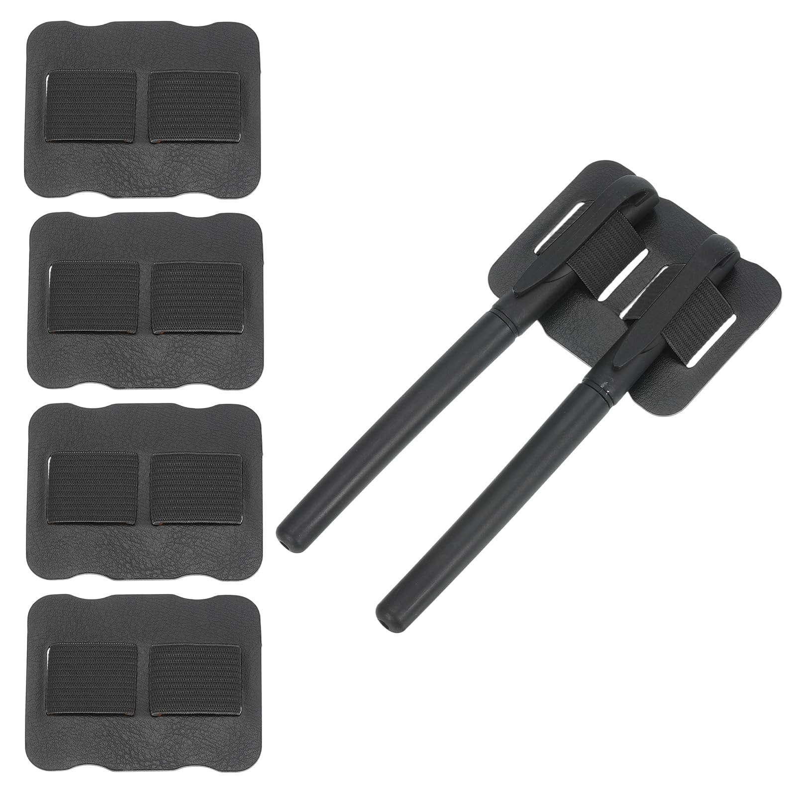 PATIKIL 4Pcs Pen Holder for Notebooks, Self-Adhesive Elastic Pencil Holder Double Pen Loop Ultra-Thin Leather Design for Planner Clipboard Journal Calendar Office Accessories, Black