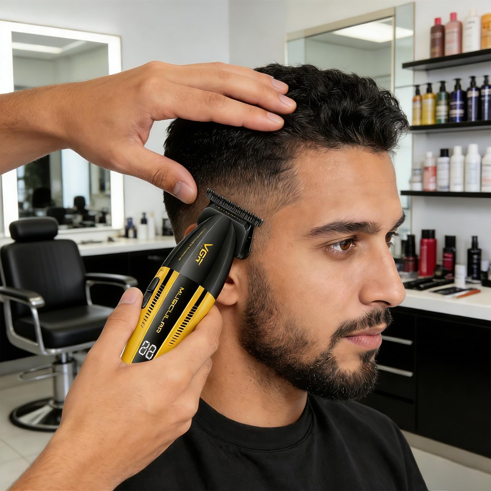 VGR 285T Konturen Haarschneidemaschine Profi für Männer mit LED Display | Kabelloser Präzisions Haartrimmer Herren mit 9000 U/Min Turbo Modus Leistungsstarken Motor, Barttrimmer Herren mit T Klinge