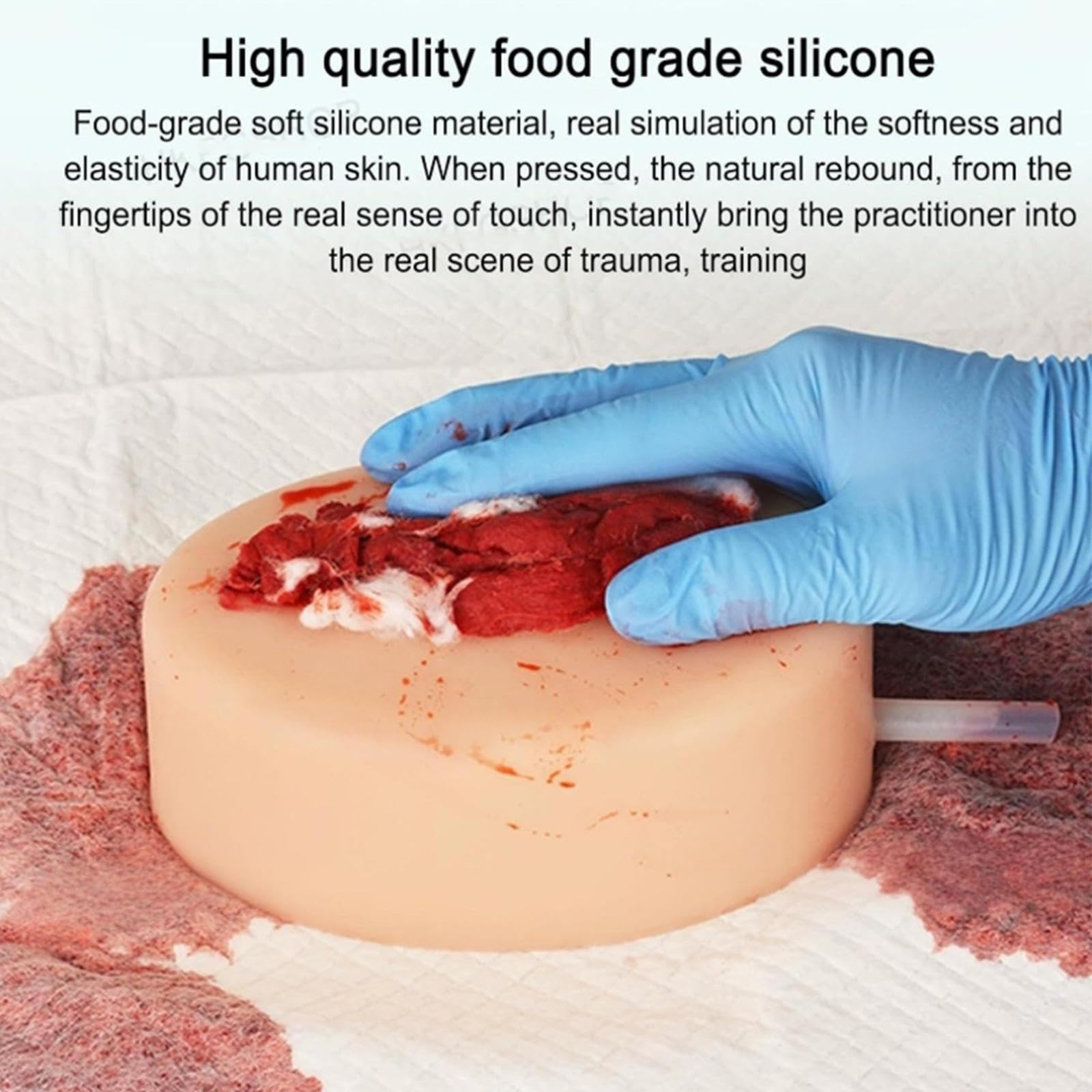 Trainer d'emballage De Plaie, ModèLe D'HéMostase De Plaie CoupéE, ModèLe De Simulateur De Laceration, MatéRiel en Silicone Et Lavable, pour Les Cours De Formation De Premiers Soins