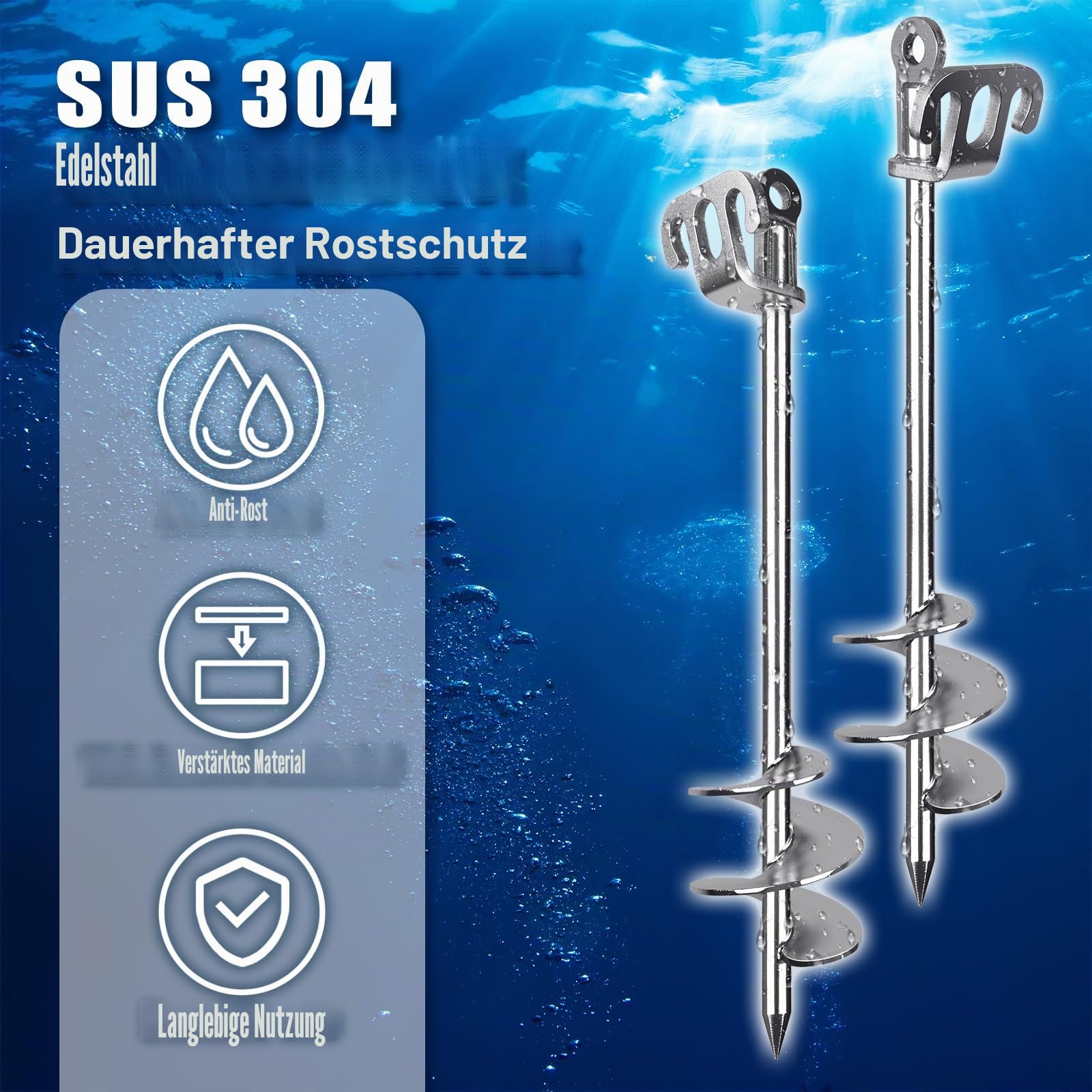 Anker Boot Sandanker für Boote - SUP Anker Edelstahl Bootsanker, Einschraub-Sandbankanker für Flaches Wasser, SUP, Schlauchboot, Jetski, Kajak