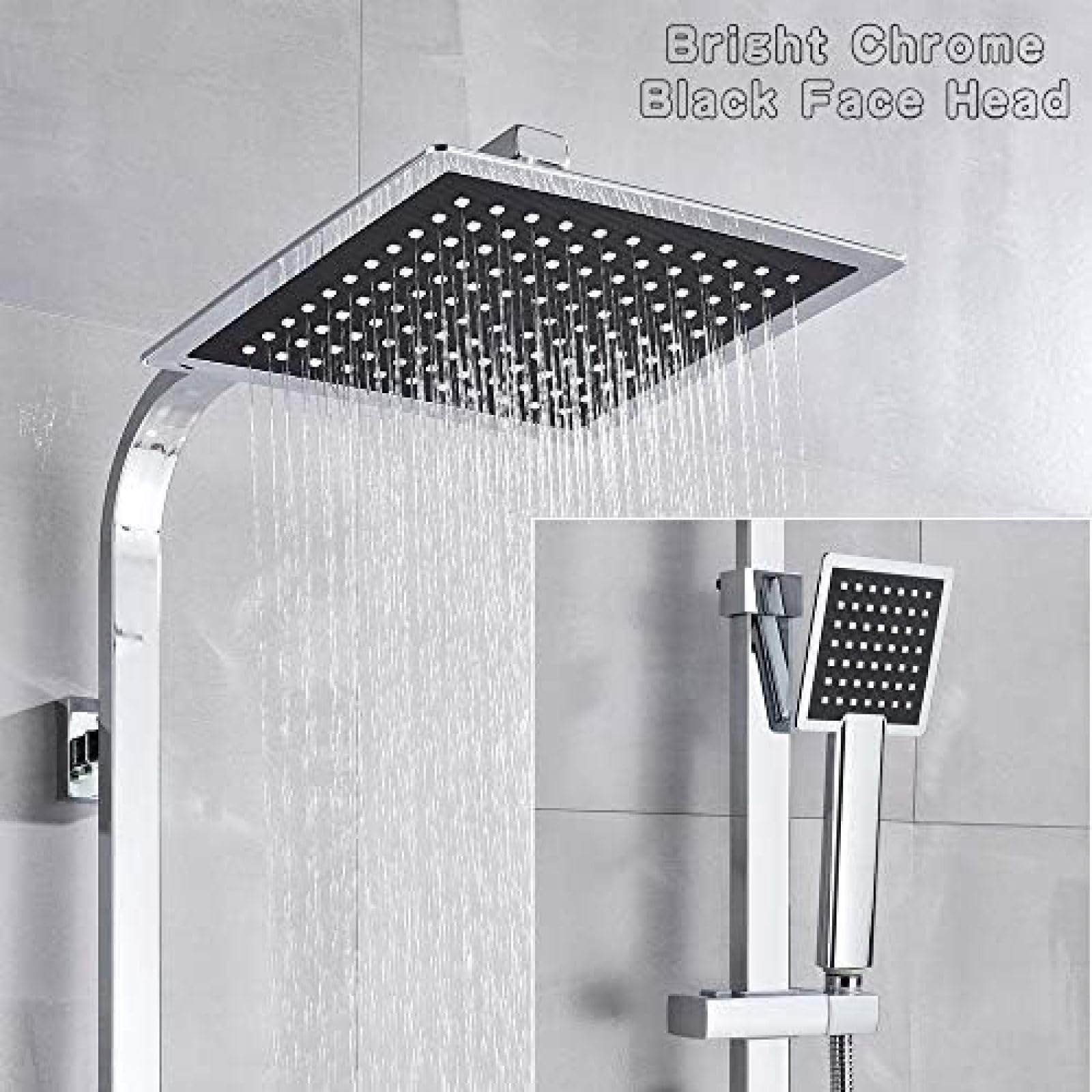 Chromowana bateria prysznicowa, termostatyczna bateria prysznicowa do łazienki, deszczownica, zestaw prysznicowy 8 cali, bateria termostatyczna, kran wannowy, czarny kran, zestaw kranu prysznicowego