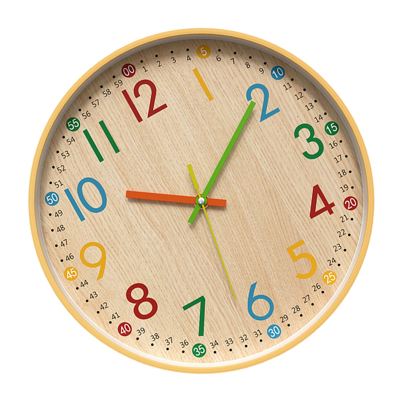 carotoe Decorative Wall Clock with Colorful Numerals Quiet Mechanism Analog Round Clock for Stylish Home Classroom Decors Quiet Movement