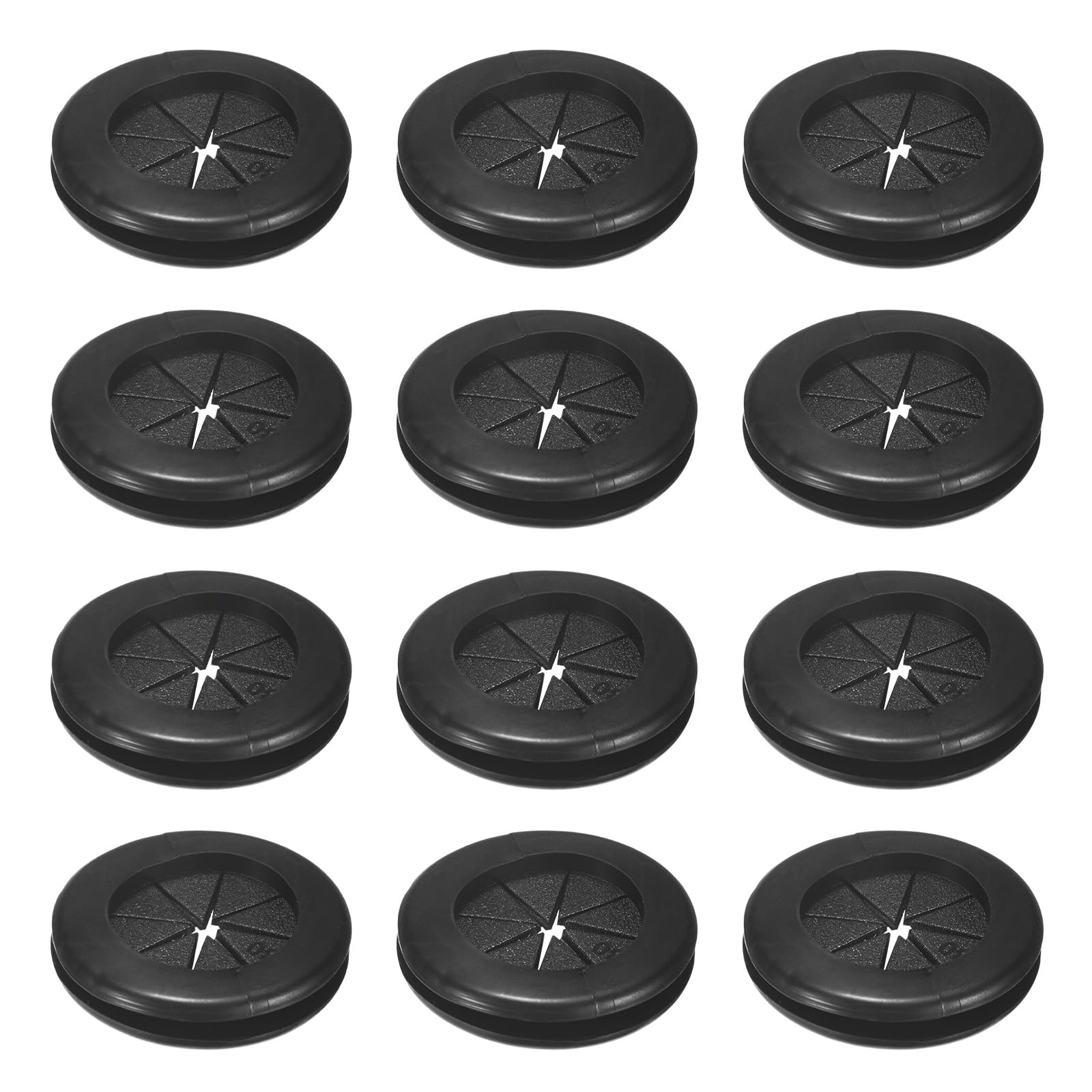M METERXITY 12-Pack Rubber Grommets for Wiring 30mm Desk Grommet Double-Sided Flexible Cable Cord Grommet Desk Hole Cover for Cables/Wires Through Protection [Black