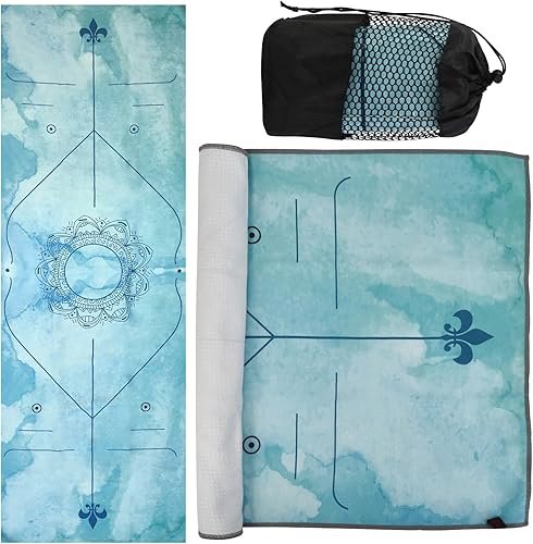 Miniatura 15 de Toallas de yoga, toalla antideslizante para esterilla de yoga caliente con puntos de agarre, manta de yoga de microfibra suave súper absorbente para