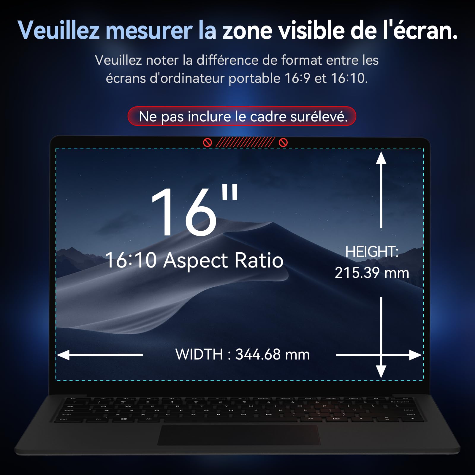 360° Filtre de Confidentialité 16 Pouces 16:10,Protection Ecran Anti-Espion Anti-Reflet,Laptop Privacy Screen Protector Compatible avec Lenovo/Dell/HP/Asus/Samsung/Acer