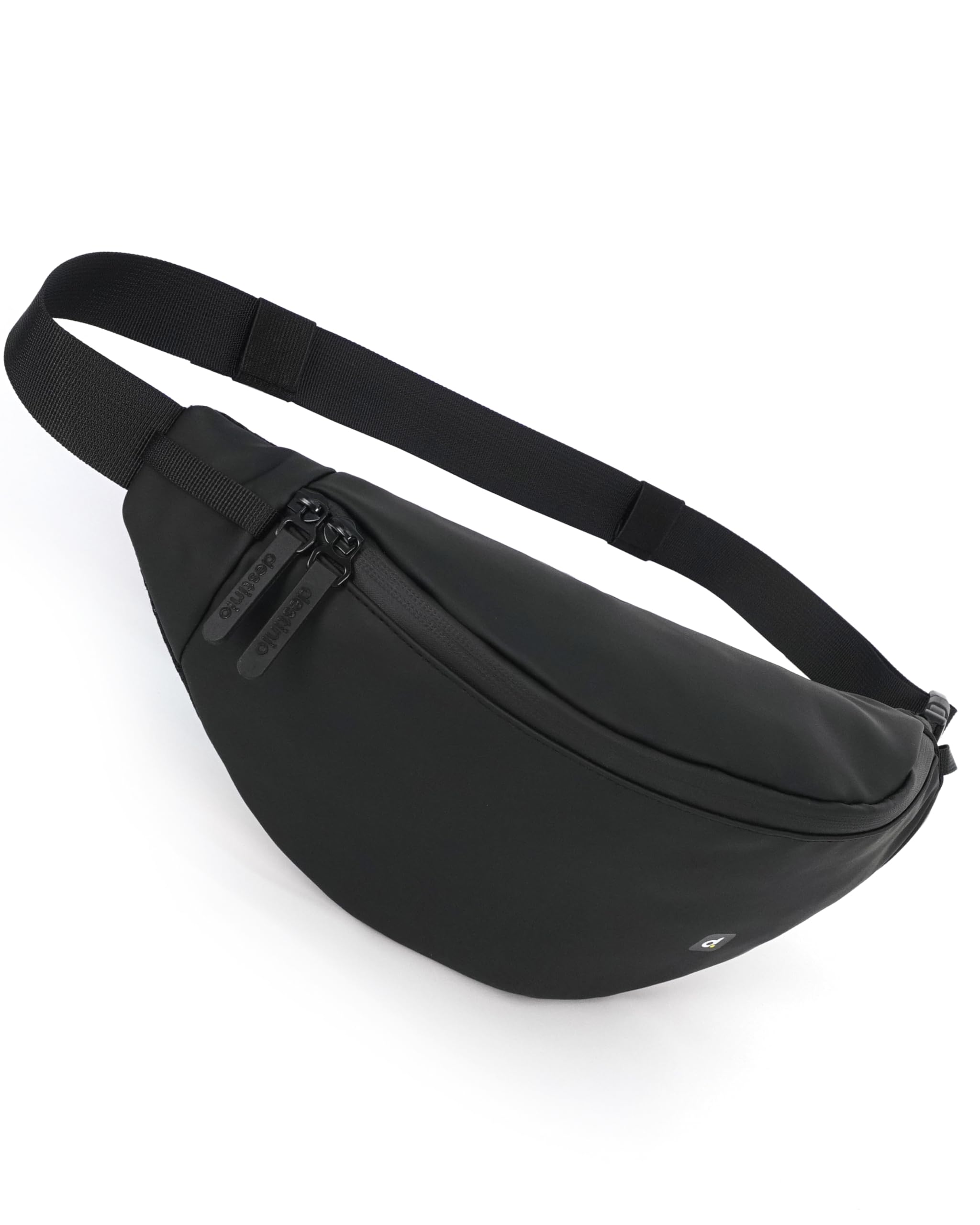 Waist Bag for Man Woman - Anti Theft, Waterproof Zippers and Back Pocket - Large Travel Waist Pouch, Fanny Pack, Belt & Hip Bag for Men, Women for Hiking, Passport, Gym (Black)