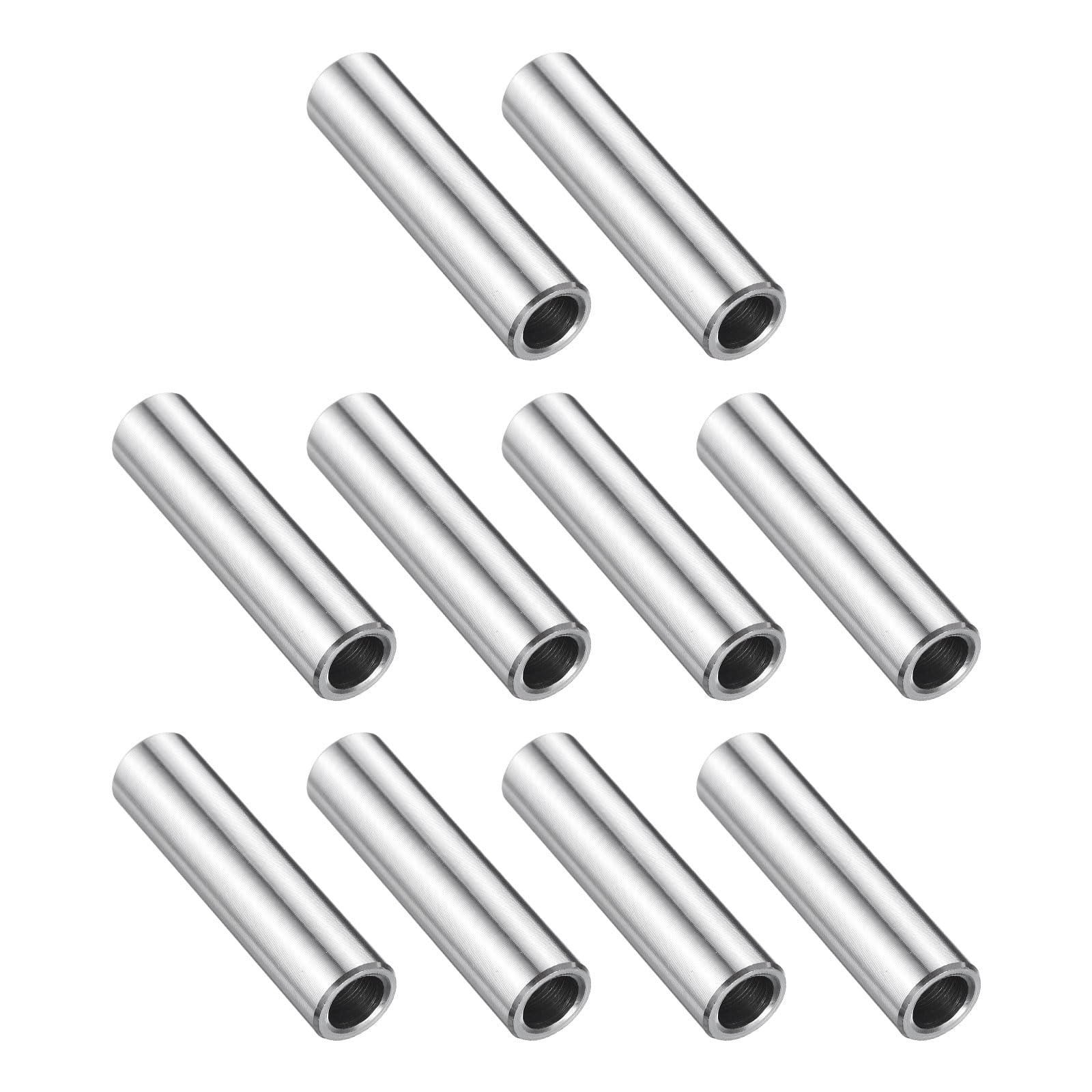 uxcell 10 Pcs Stainless Steel Spacer 1/4" Bore x 3/8" OD x 1-1/2" Length Screw Bushing Plain Finish Round Metal Spacer for 1/4" Screws Bolts and Rods