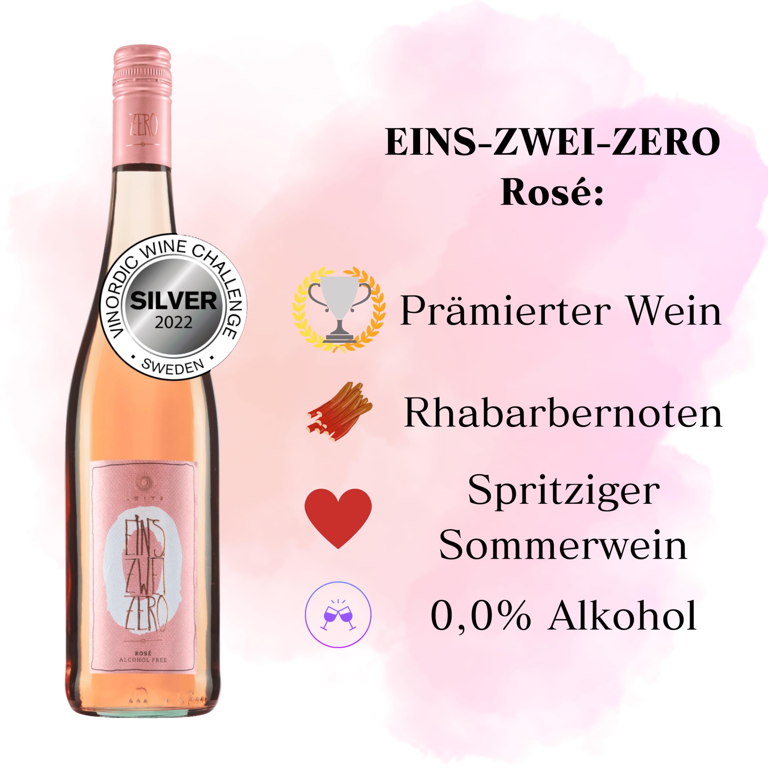 4er Weinpaket alkoholfrei „Weiß & Rosé“ vom Weingut Leitz – 0,5% Vol | Riesling, Chardonnay, Rosé, Sauvignon Blanc | Eins-Zwei-Zero Probierpaket inkl. Weinausgießer | alkoholfreier Weißwein & Roséwein