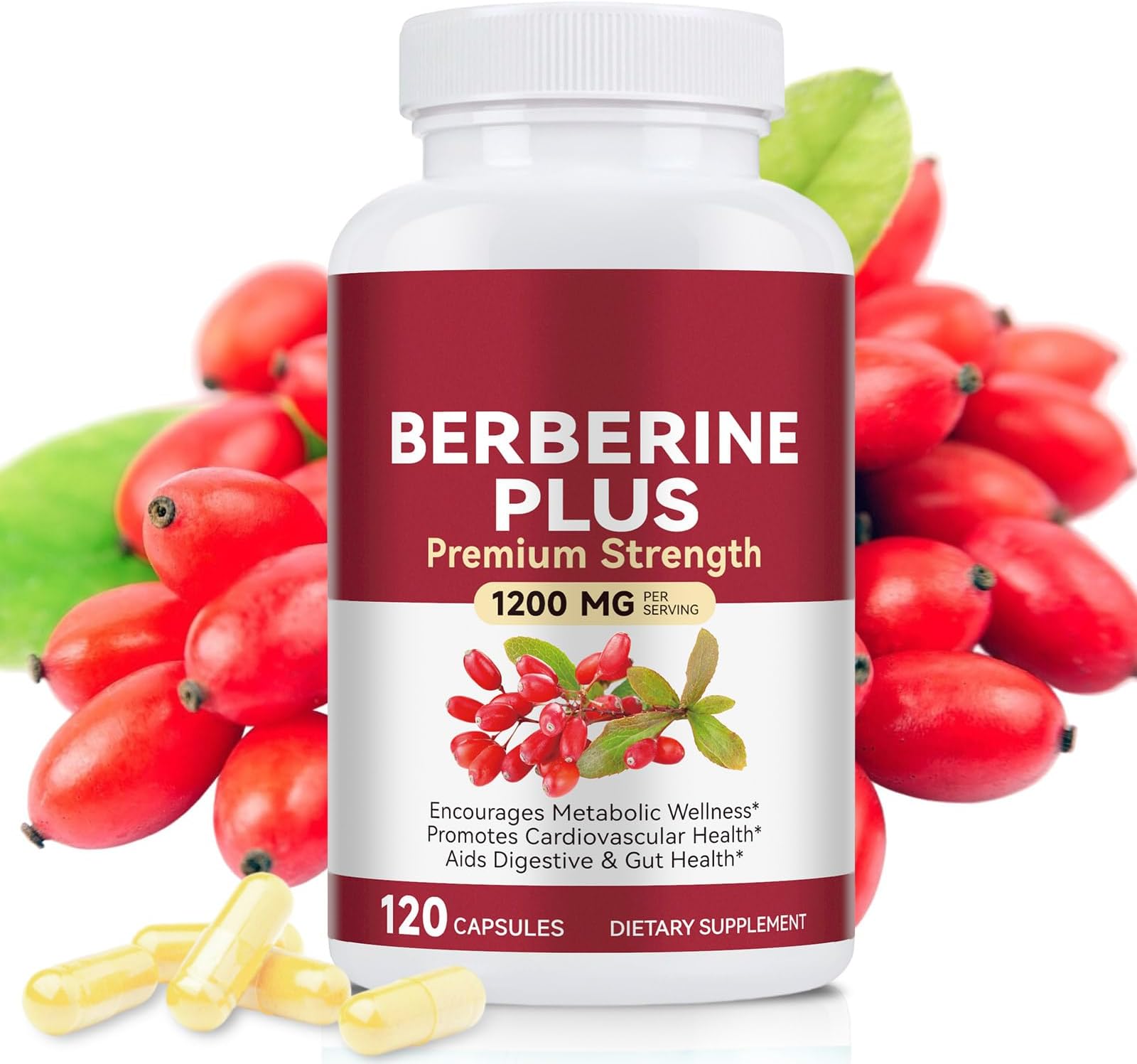 Berberine Supplements 120 Capsules, Premium Strength Formula, 2 Month Supply, Natural Ingredients