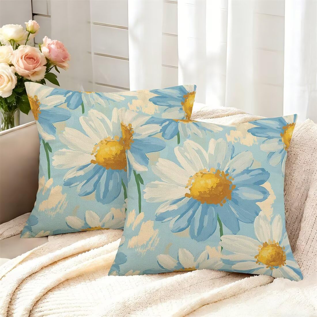 Housses de coussins pour canapé bleu clair 55x55 cm : protégez et décorez votre salon
