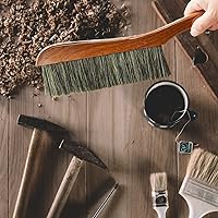 Vista 6 de Escoba de mano, cepillo de polvo para limpieza del hogar, cepillo de polvo suave con mango de madera largo para cama, sofá, muebles, sofá, banco