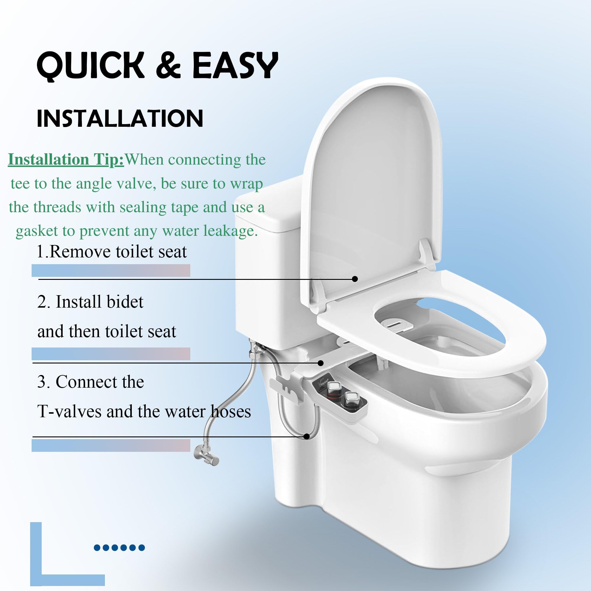 Bidet-Aufsatz Für WC – Nicht Elektrisch, Mit Warmwasseranschluss, Doppeldüse, Selbstreinigend