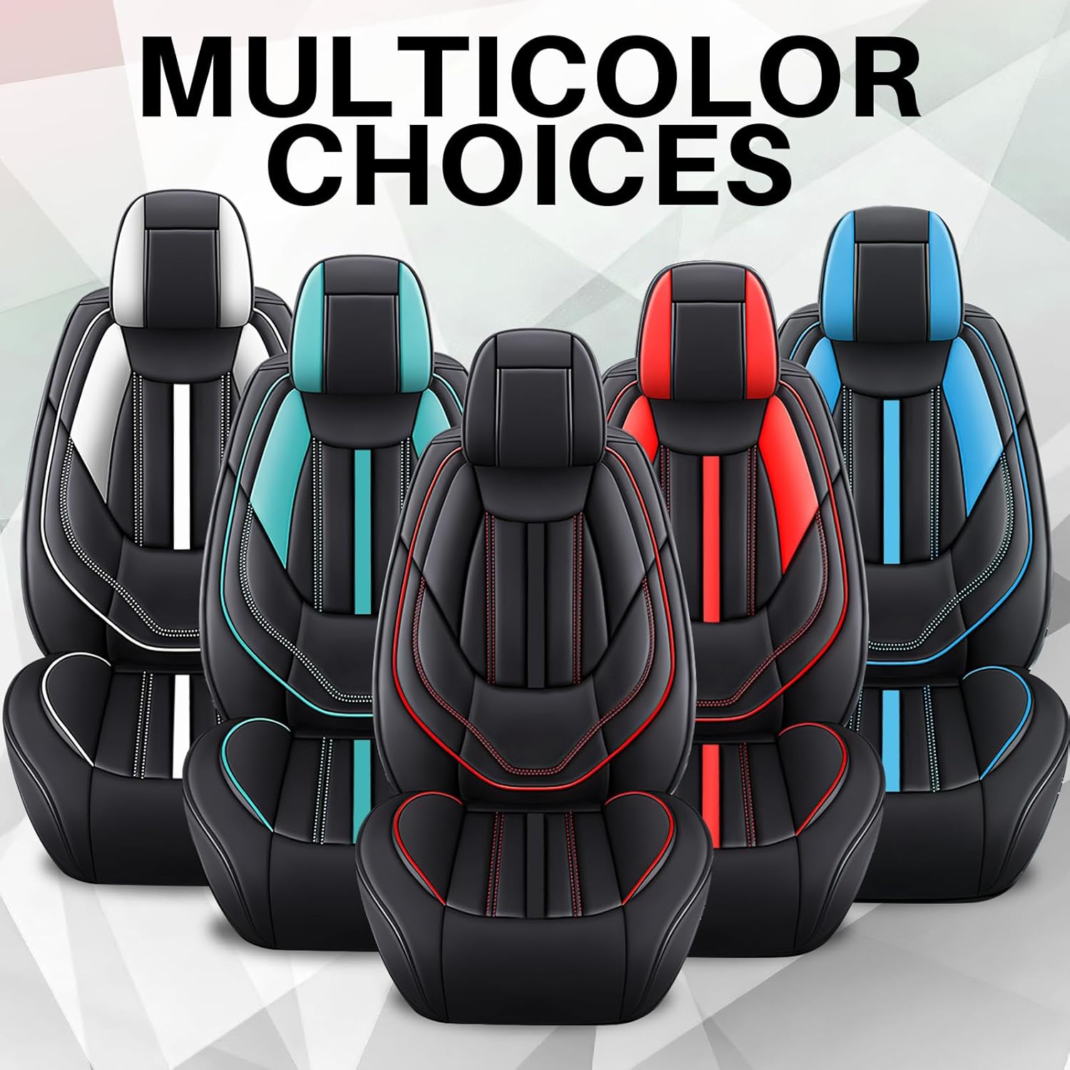 Car Seat Covers for Ford Transit-150 2015-2024, Premium Nappa Leather Automotive Front Seat Covers, Waterproof Auto Seat Protector&Accessories(2 Seats Standard/Black)