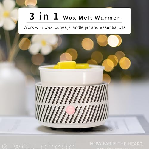 Miniatura 3 de Calentador eléctrico de cera perfumada, calentador de cera de cerámica para derretir velas, quemador de cera 3 en 1, calentador de fragancia para
