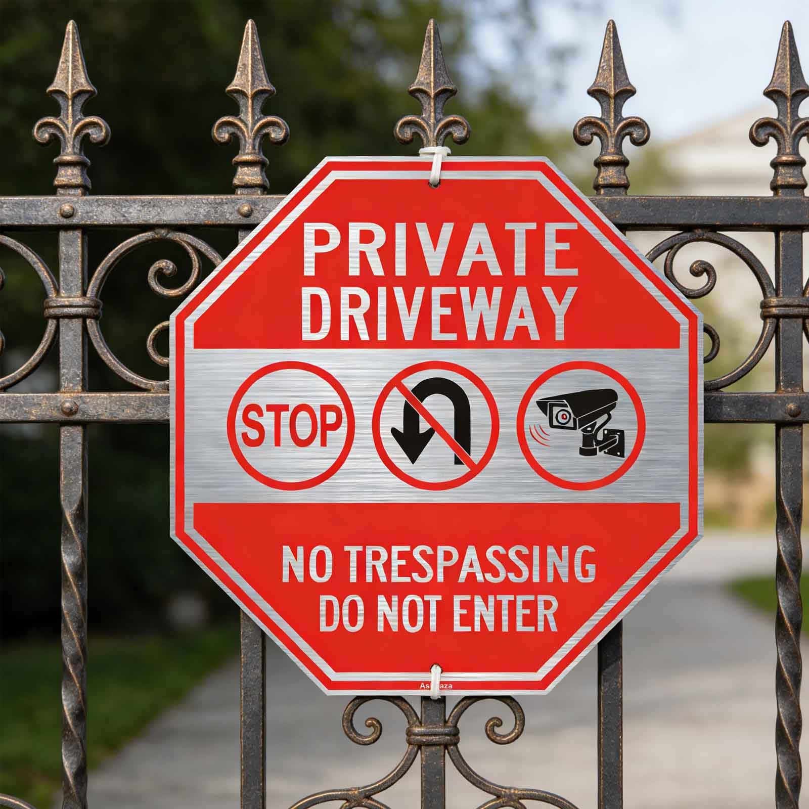 Señal de entrada privada, letrero de aluminio con texto en inglés "Private Drive No Trespassing", 12 x 12 pulgadas, octogonal de propiedad privada, no entrar, reflectante, protección UV y resistente a