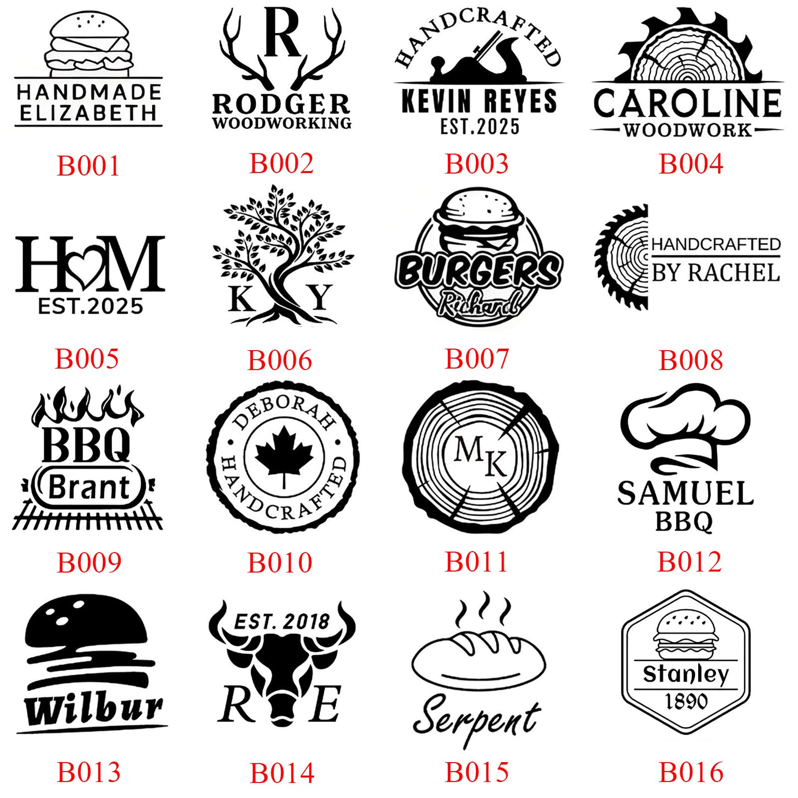 Personalisiertes Brandeisen für Burger, individuelles Logo für Holz, Leder, Grill, Kokosnuss, Steak (5.1cm)