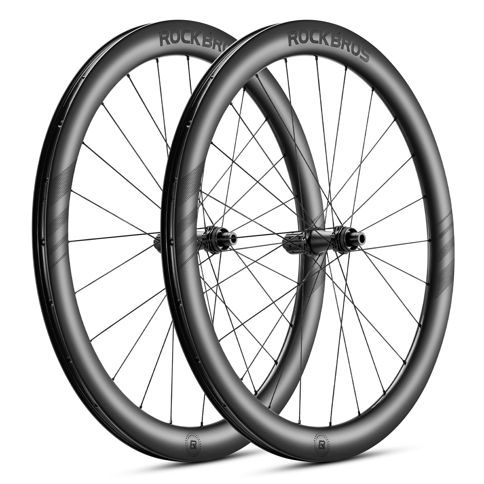 ROCKBROS Juego de Ruedas de Carbono para Bicicleta de Carretera 700C (Delantera + Trasera), Fibra de Carbono T700, 1420 g, Llanta de Perfil Alto, Radios de Acero Inoxidable, Freno de Disco, 28"