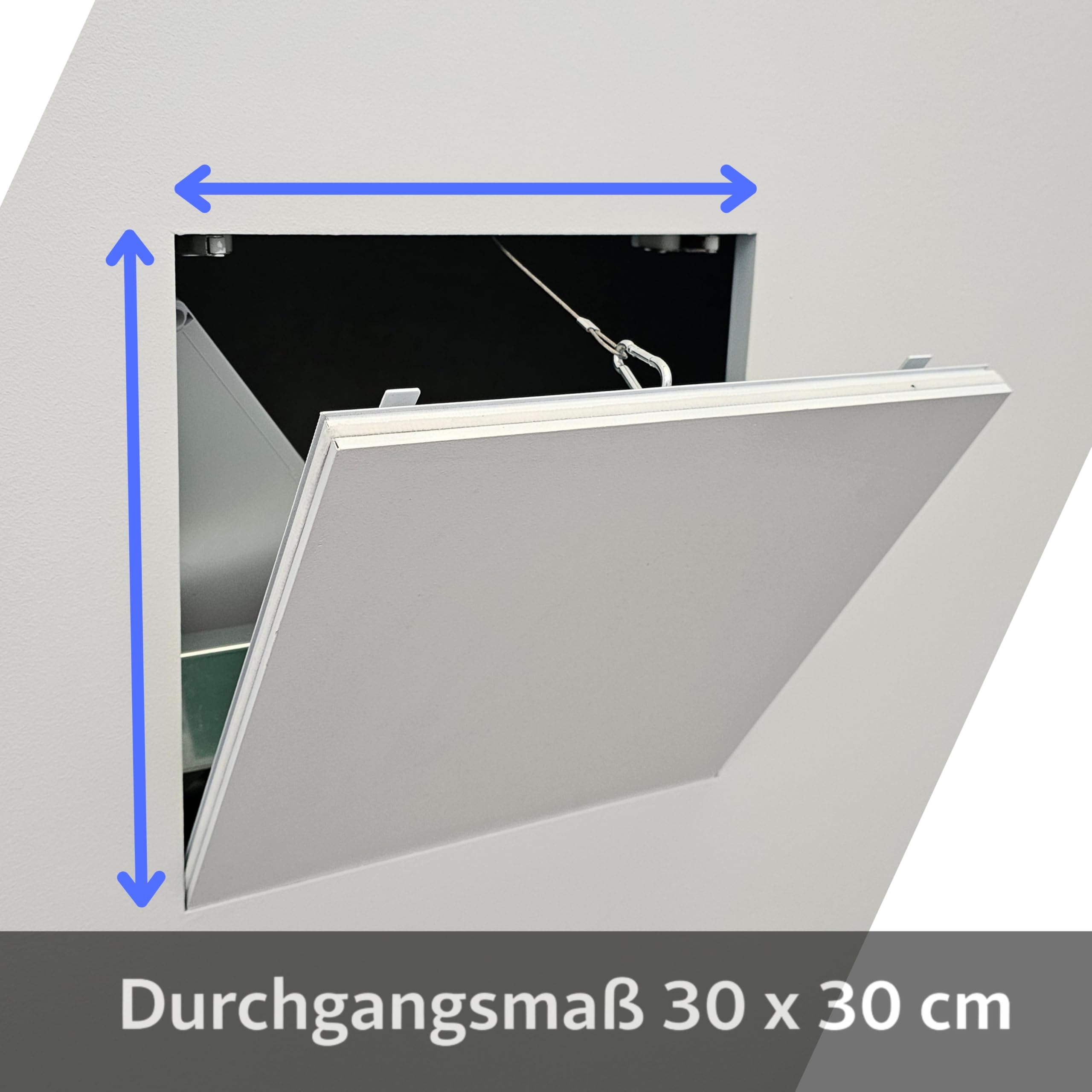 Puerta de revisión de 30 x 30 cm – al ras y se puede pintar, puerta de revisión con junta, apertura de mantenimiento de 300 x 300 mm para paneles de yeso, push-to-open, para placas de yeso de 12,5 mm