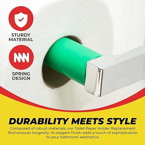 Miniatura 2 de Qualihome La primavera plástica universal verde cargó la barra del reemplazo del tenedor del rollo del papel higiénico, Rod verde del reemplazo del