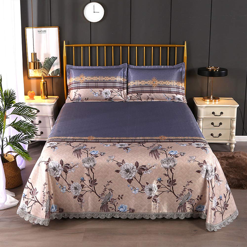 Juego de Sábanas de Seda Satinada de 3 Piezas Sábana Queen King Satinada y Fundas de Almohada Suaves