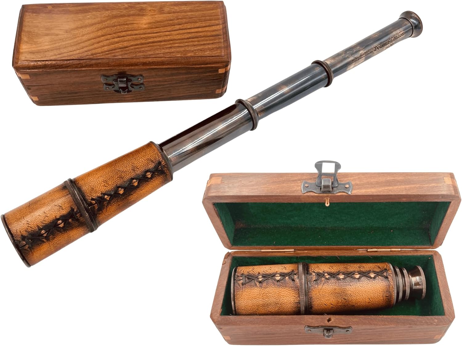 Engrave Your View - Personalized Brass Telescope with Wooden Box