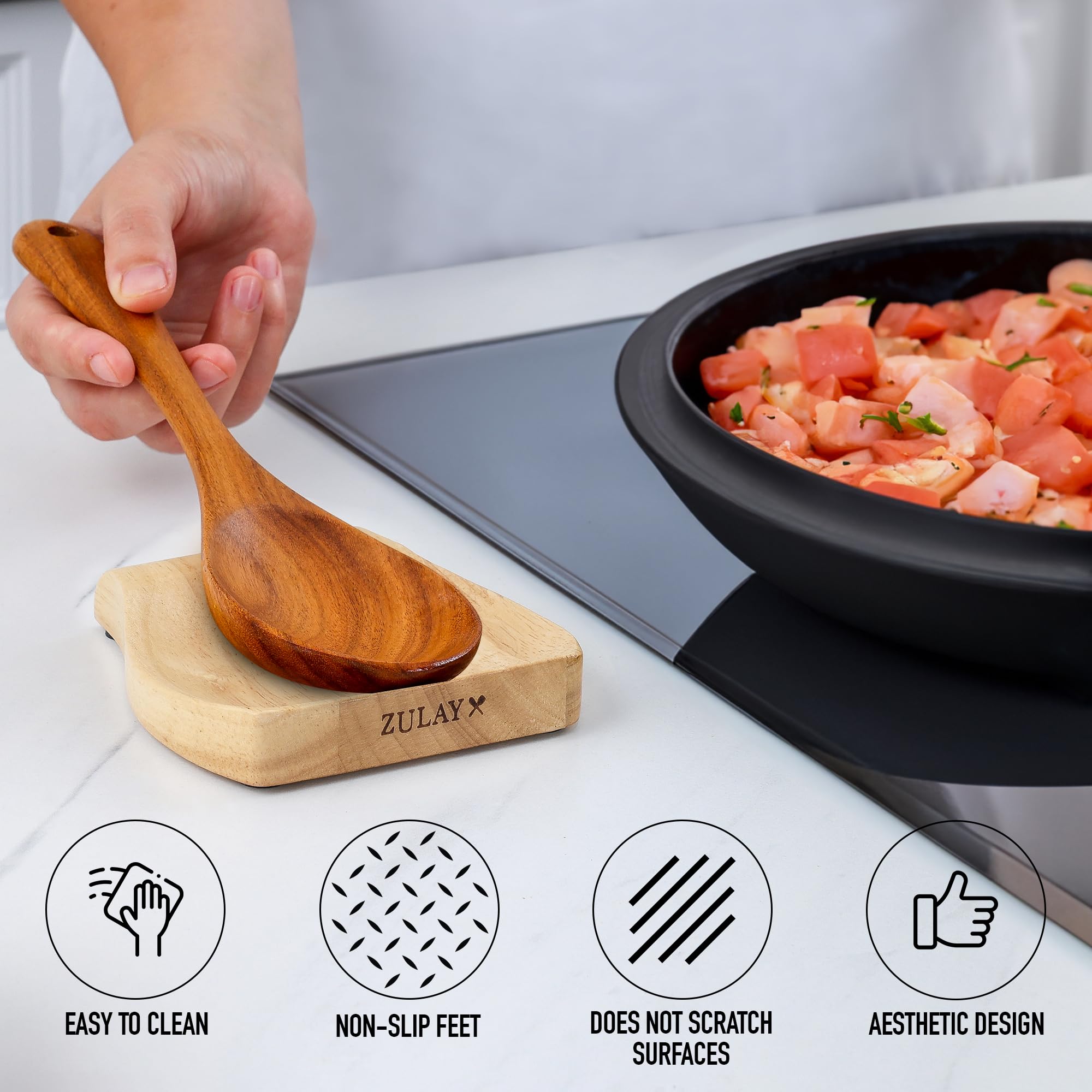 Repose-cuillère en Bois Hêtre, Repose Cuillère Cuisine, Pour Louches