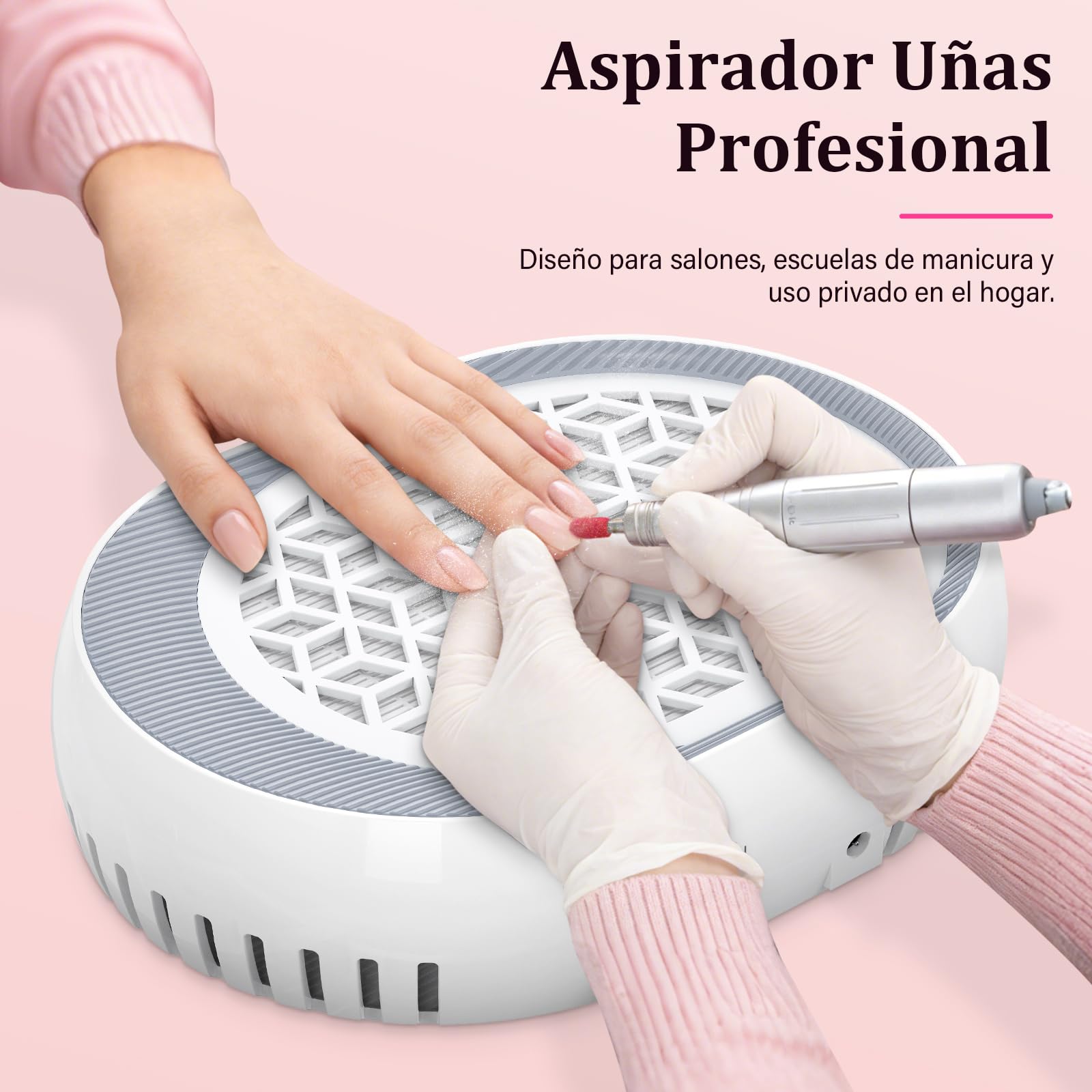 Aspiratore Unghie Professionale Aspiratore Unghie mit Filter Aspirapolvere regolabile per unghie artificiali in acrilico Manicure Pedicure.