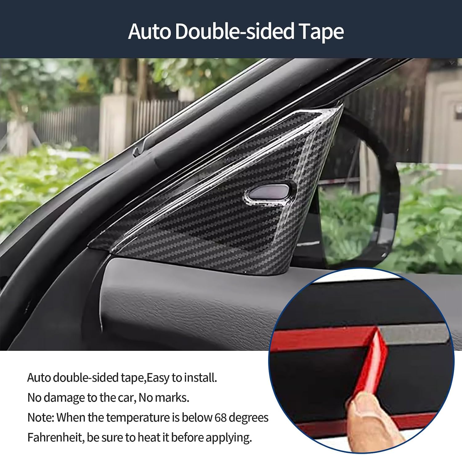 Front Side Door Window A Pillar Molding Cover Compatible with Nissan Sentra 2020-2023 2024 2025 Exterior Car Accessories ABS 2PCS(Carbon Fiber Style)