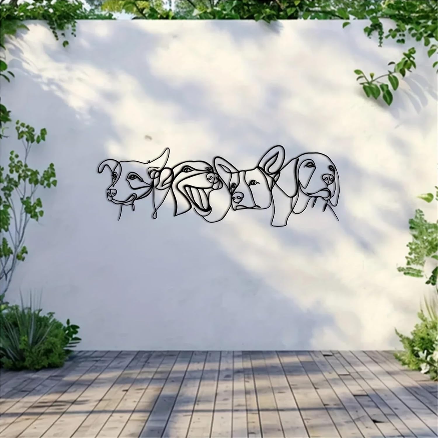 Metal Dog Wall Art Fun Line Drawing Design Featuring 4 Adorable Dogs Dog Lovers Pet Owners