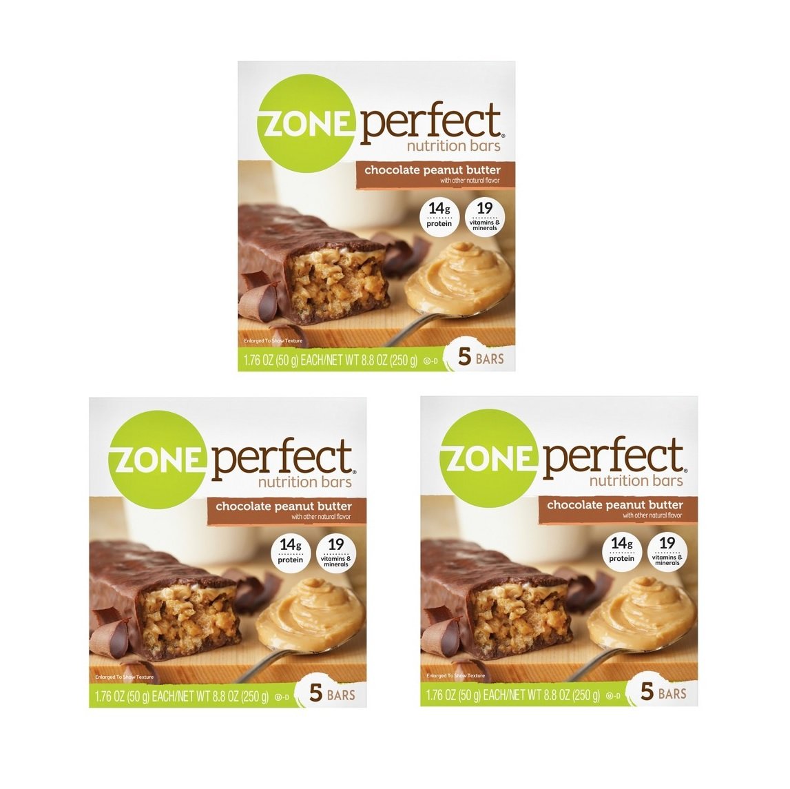 Zone Perfect Nutrition Bar, Chocolate Peanut Butter, 14 Grams Protein, 5 Count (Pack of 3 = 15 Ct)