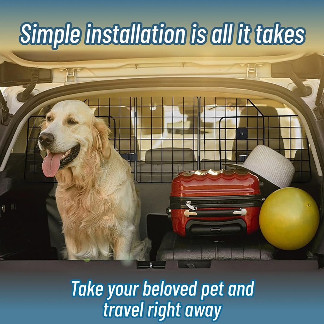 Barrière de Voiture pour Chien Pliable, Ajustable et Universelle, Grille de Protection en Métal pour Voiture, Accessoire de Sécurité pour Le Voyage des Animaux de Compagnie.